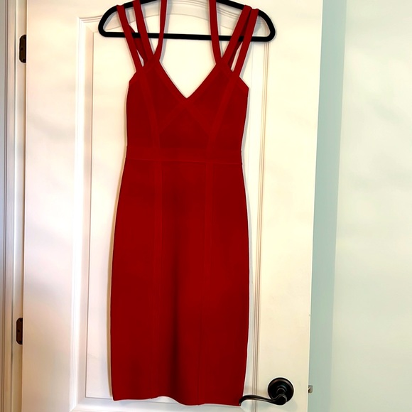 Bebe Dark Red bandage dress - Picture 1 of 4